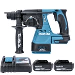 Makita DHR242 18V LXT Brushless SDS Plus Rotary Hammer Drill With 2 x 6.0Ah B...