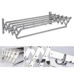 SN Wall Mounted Folding Drying Rack, Space-Saving Towel Rack, Laundry Dryer Hanger With Hooks For Bathroom Indoor Outdoor Washing Line (Size : 100cm/39.4in)