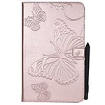 JIan Ying Samsung Galaxy Tab A 10.1 SM-T580 T585 Tough Case Auto Wake/Sleep Smart Protective Cover Premium Leather Stand Folio Ultra Slim Lightweight Protector Rose gold butterfly
