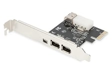 DIGITUS IO Card - PCIe - Firewire 1394a Interface Card - 3-Port - & 2x 1394a & 1x 1394mini