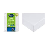 Silentnight Anti-Allergy,Mattress Protector Plus, White, Single, Anti - Bacterial Mattress protectors & Amazon Basics Microfibre Fitted Sheet, Single, Bright White