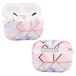 Imikoko Airpod Pro Case Cover for Airpods Pro/Airpods 3 Marble & Rose Gold Lines Stylish Airpods Pro Skin Protective Soft TPU Shockproof Earphones Earpods Earbuds Case (Pink Purple)
