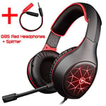 Gaming Headset Headphones with Microphone Light Surround Sound Bass Earphones For PS4 Xbox One Professional Gamer PC Laptop G95 Red light