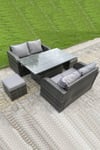 Rattan Garden Furniture Sofa Set Dining Table Height Adjustable Rising lifting Table Two Seater Sofa