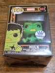 Funko Pop Marvel Black Light Hulk #822 Funk Shop Exclusive In Protector