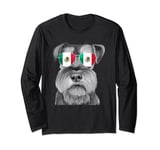 Miniature Schnauzer Dog Mexico Flag Sunglasses Long Sleeve T-Shirt