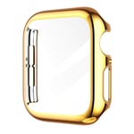 Hard Case Compatible with Apple Watch Series 6/5/4/SE 40mm 44mm Screen Protector Case，iWatch Tempered Glass Screen Protector TPU Ultra-Thin Overall Protective Cover Shell (44mm, Gold)