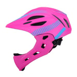 DUDUCHUN Kids Full Face Bicycle Helmet,16-Hole Breathable Helmet Detachable Chin Protection Balance Riding Helmet with Rear Light,E,43~54cm