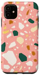 Coque pour iPhone 11 Terrazzo Carrelage abstrait rose corail vert