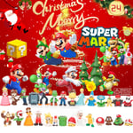 Super Mario Barnkalender för Barn 2024, 24 Överraskande Julgåvor med Mario Leksaker Färgglada