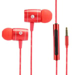 Mavis Laven Wired Earphones Portable Extended 3m In-Ear Metal Earphones Noise Reduction Wired Headphones Live Video for Mobile Phones(red)