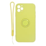iPhone 11 Pro Silikonskal med Ringhållare och Handrem - Gul Gul