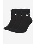 Nike Mens Dry Cushion Everyday 3 Pairs Ankle Socks in Black Cotton - Size UK 8-11