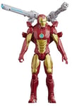 Marvel Avengers Titan Hero Series Blast Gear Iron Man Action Figure Toy, With Launcher, 2 Accessories and Projectile, Ages 4 and Up,Black,30 cm