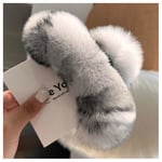 Plysch hårklämma Elegant Solid Faux Fur Plysch Stora Hårklämmor Höst Vinter Lime Leopard