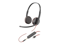 Poly Blackwire C3225 - Blackwire 3200 Series - headset - på örat - kabelansluten - aktiv brusradering - 3,5 mm kontakt, USB-C - svart - Skype-certifierat, Avaya-certifierad, Cisco Jabber-certifierad