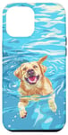 Coque pour iPhone 15 Pro Max Drôle labrador retriever dans l'eau de piscine natation mignon chien maman papa