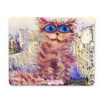Cat Sitting on The City Street Abstract Animal Painting Rectangle Non-Slip Rubber Mousepad Mouse Pads/Mouse Mats Case Cover for Office Home Woman Man Employee Boss Work