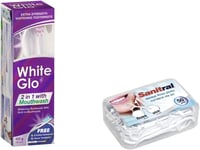 White Glo 2In1 with Mouthwash Whitening Toothpaste 100Ml &Toothbrush (With Sanit
