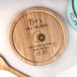 eBuyGB Personalised Wooden Gin & Tonic Chopping Board Gift, Round Serving Board, Laser Engraved Chopping Block