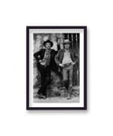 Gallery Print & Art Paul Newman with Robert Redford Publicity Shot Butch Cassidy and the Sundance Kid 1969 Vintage Icon - Black Wood - One Size