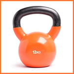Cast Iron Fitness Kettlebell Heavy Weight Kettle Bell (4kg-18kg) For Home & Gym Weight Training With Easy Grip Non-Slip Handles,orange,12kg