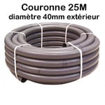 Couronne Rouleau 25m 40mm Tuyau Piscine PVC Pression Gris Souple Semi-Rigide 4cm