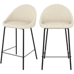 Chaise de bar mi-hauteur Misty effet laine bouclette blanche 65 cm (lot de 2) - Blanc