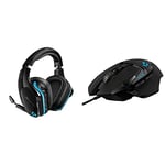 Logitech G935 Wireless Gaming RGB Headset, Black & G502 HERO High Performance Wired Gaming Mouse, 11 Programmable Buttons, On-Board Memory, PC/Mac - Black