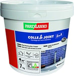 Parexlanko - Colle carrelage et joint en pâte - Colle & Joint 2 en 1 - Blanc - Pour mur intérieur - Spécial pièces humides - Prête à l’emploi - 7kg