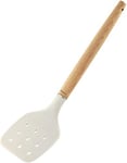 Wiltshire EAT Smart Slotted Turner, Cooking Spatula, Fish Slice, Natural Beech Wood Handle, Non-Stick Non-Scratch Plastic Heat Resistant Function Head, 40.5x8.5x4.8cm, Brown & Neutral