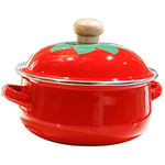 Lopbinte 18cm 1.5L Tomato Enamel Soup Pot Stockpot Saucepan Milk Egg Noodles Cooking Pan for Induction Cooker Gas Cooker