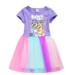 Bluey Prinsessa Cosplay Klänning Flickor Rollspel Kostym Födelsedagsfest Scenframträdande Barn Karneval Fina Kläder Purple 110cm