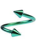 Curve Grön Ögonbrynspiercing med Spike Kulor - 1.2 x 10 mm