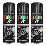 3X Black Gloss Spray Paint Aerosol Auto Car Lacquer Wood Metal 250ml