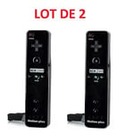 2 X Télécommande Wiimote plus (Motion plus inclus) pour Nintendo Wii et Wii U - Noir - Straße Game ®