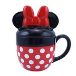 Disney Tasse en forme de Minnie Mouse avec couvercle – Tasse Minnie Mouse – Tasse 3D – Cadeau de bureau, Noir