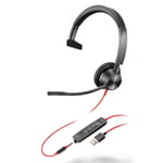 Poly Blackwire 3315 - Micro-casque filaire mono USB-A certifié pour UC