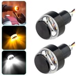 CNC 12V LED-blinkers för motorcykel, styreändesblinkers för 22 mm styre, blinkersindikator för styre (1 par, gul till vit??)