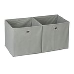 Relaxdays 10025655_111 Lot de 2 boîtes de rangement, carrées en tissu, Cubique, 30x30x30 cm, Gris, polyester, carton, 30 x 30 x 30 cm