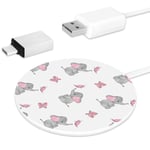 MUOOUM cute elephants and butterflies pattern Fast Wireless Charger, Wireless Charging Pad 10W Unibody Fast Charging Pad Compatible for iPhone, airpods or any Qi enabled Smartphone