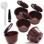 Reusable Coffee Pods Holders Coffee Filter Plastic Coffee Capsules Filter Cups Refillable Filter Reusable Spoon Brush for Dolce Gusto Machines,Brown