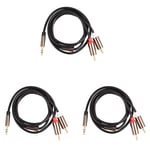 3X Jack 3.5mm to 2 RCA Audio Cable AUX Splitter 3.5mm Stereo Male to Male R G7X8