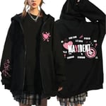 Koreansk Mode Stray Kids Maxident Dragkedja Hoodie Herrar Damer Cardigan Zip Up Jacka Hoodies Par Casual Mode Tröjor Svart xxl
