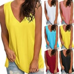 Womens Summer Sleeveless Vest V Neck Casual Loose Cami Blouse Pink 2xl