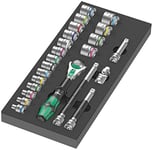 Wera 05150111001 9721 Foam Insert 8000 B Zyklop 3/8" Ratchet Set 1, 23 Pieces, Black-green