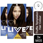 3x Schwarzkopf Live Colour+Moisture PermanentColour HairDye,M05TruffleTemptation