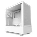NZXT H5 Flow RGB Compact ATX Mid-Tower PC Gaming Case – High Airflow Perforated Front Panel – Tempered Glass Side Panel – Cable Management – 2 x F140 RGB Core Fans – 280mm Radiator Support – White
