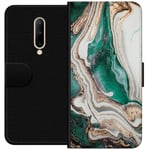 OnePlus 7 Pro Sort Lommebokdeksel Grön / Guld marmor