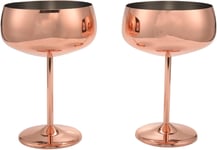 Rouufgeg Copper Coupe Champagne Glasses Set of 2 Stainless Steel Vintage... 